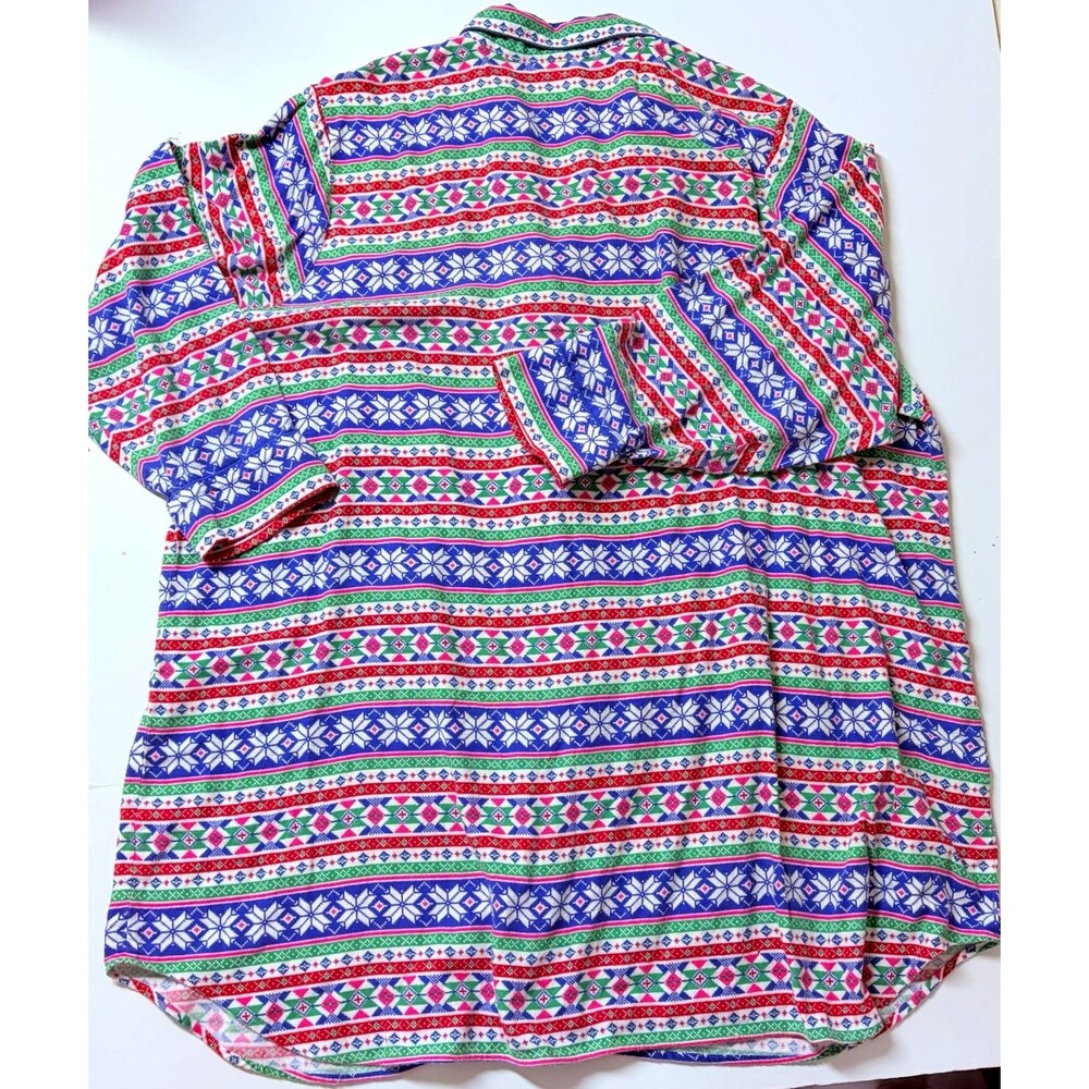 Lands End Women’s Size 3X 24W-26W Plus Sleep Shirt Nightgown Flannel Print Snow - Picture 2 of 6